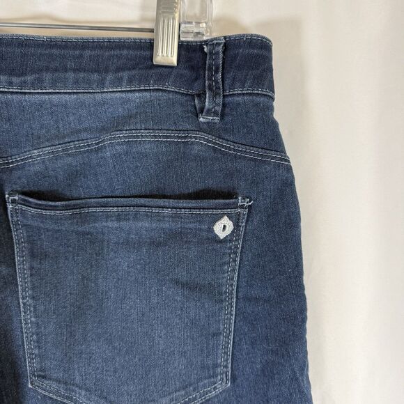Democracy Ab Solution Jeans Women's 12 Dark Wash Blue Denim Cropped Button Zip - Picture 9 of 9